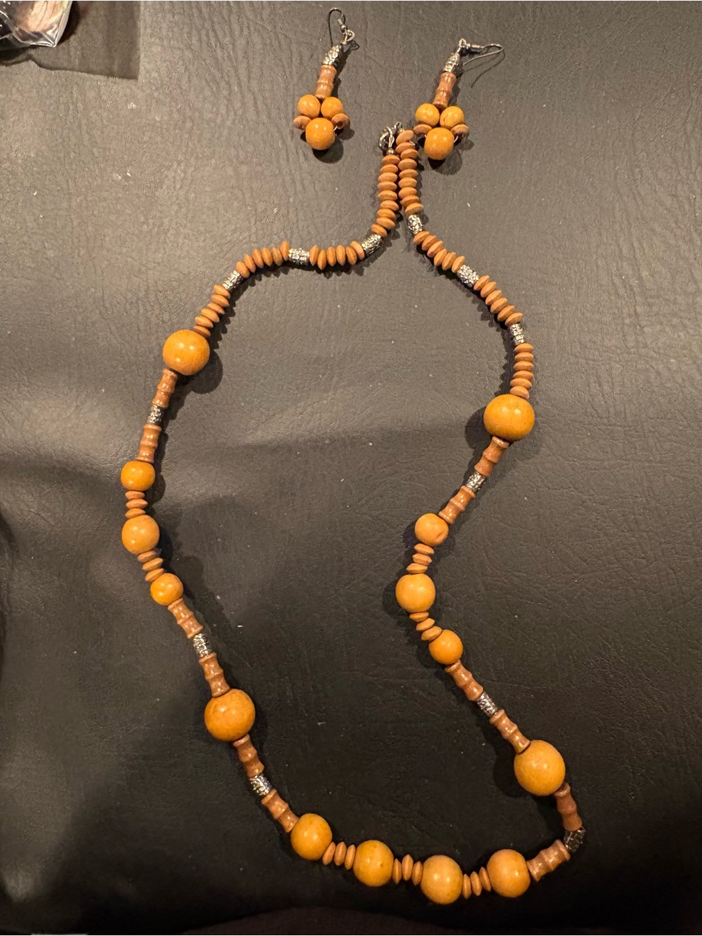Yellow Beaded Necklace and Matching Drop Earrings - Women Jewelry